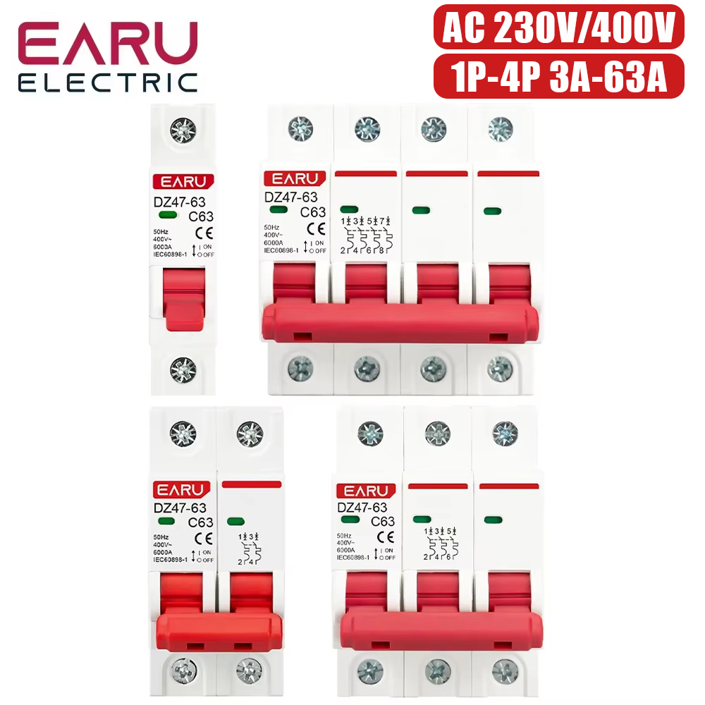Din Rail Circuit Breaker - DZ47 1P 2P 3P 4P 3A-63A