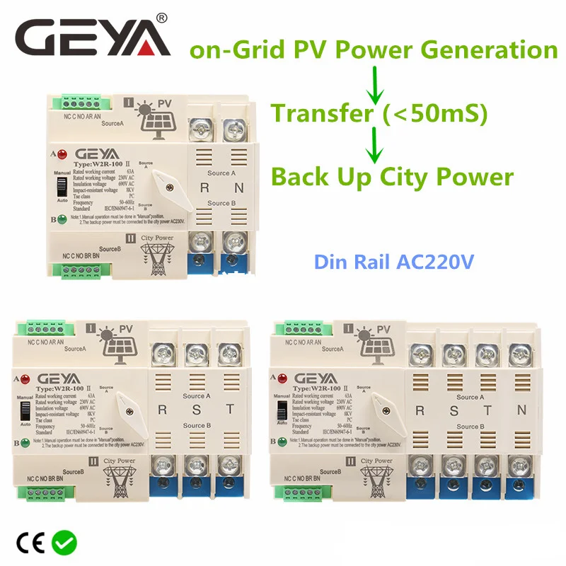 Din Rail Circuit Breaker - GEYA on-Grid Solar Power Automatic Transfer