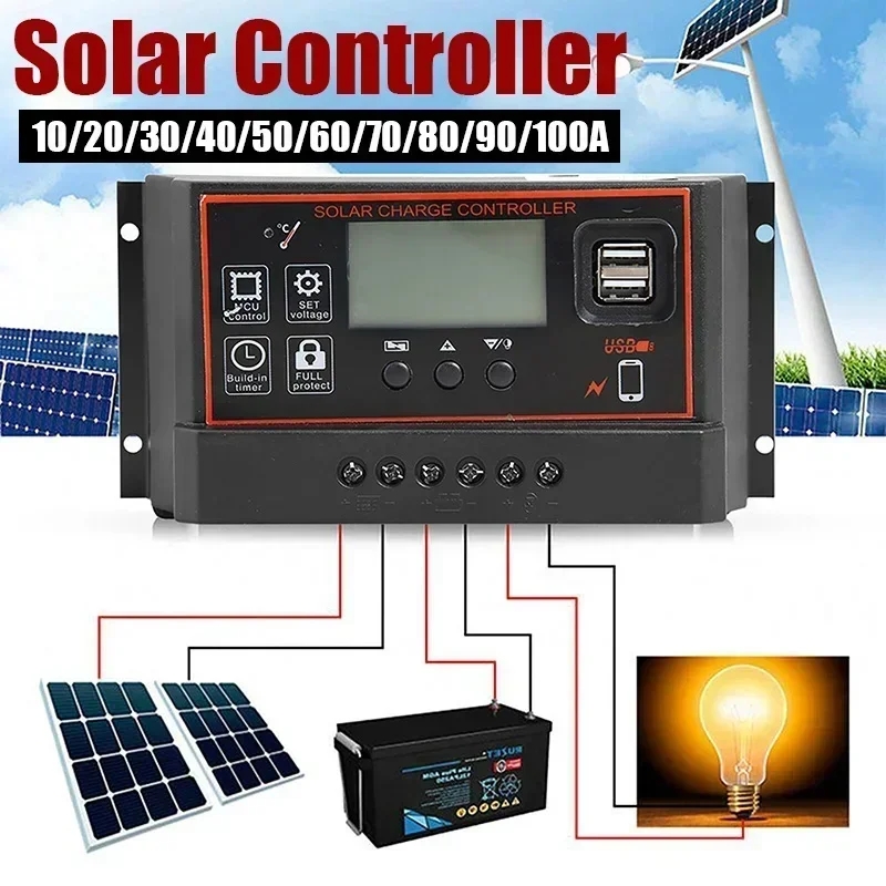 12V/24V10A-100A LCD Display Du - Pwm Charge Controller ulasan dan harga