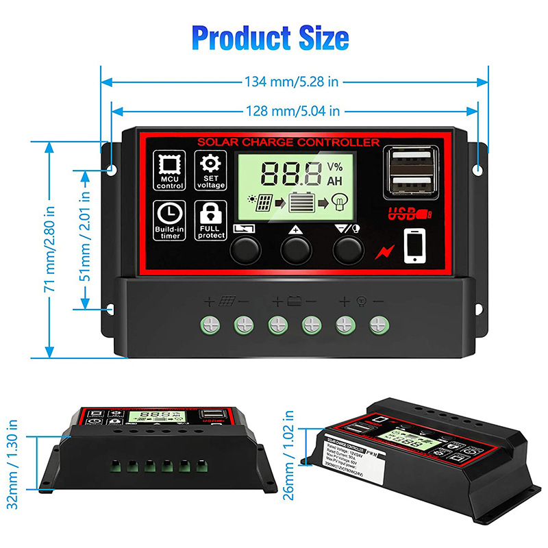 12V/24V10A-100A LCD Display Du - Pwm Charge Controller ulasan dan harga