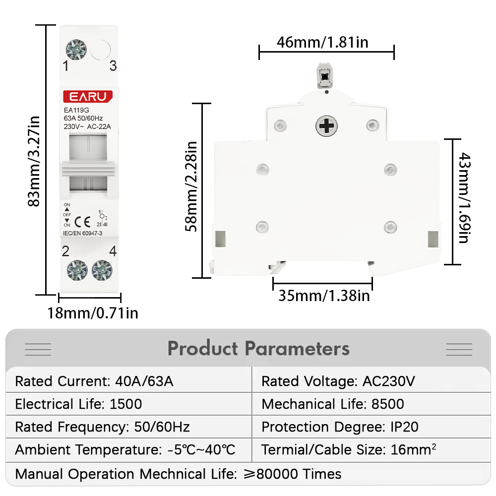 1P 40A 63A AC230V 50/60Hz Din  - Din Rail Circuit Breaker ulasan dan harga