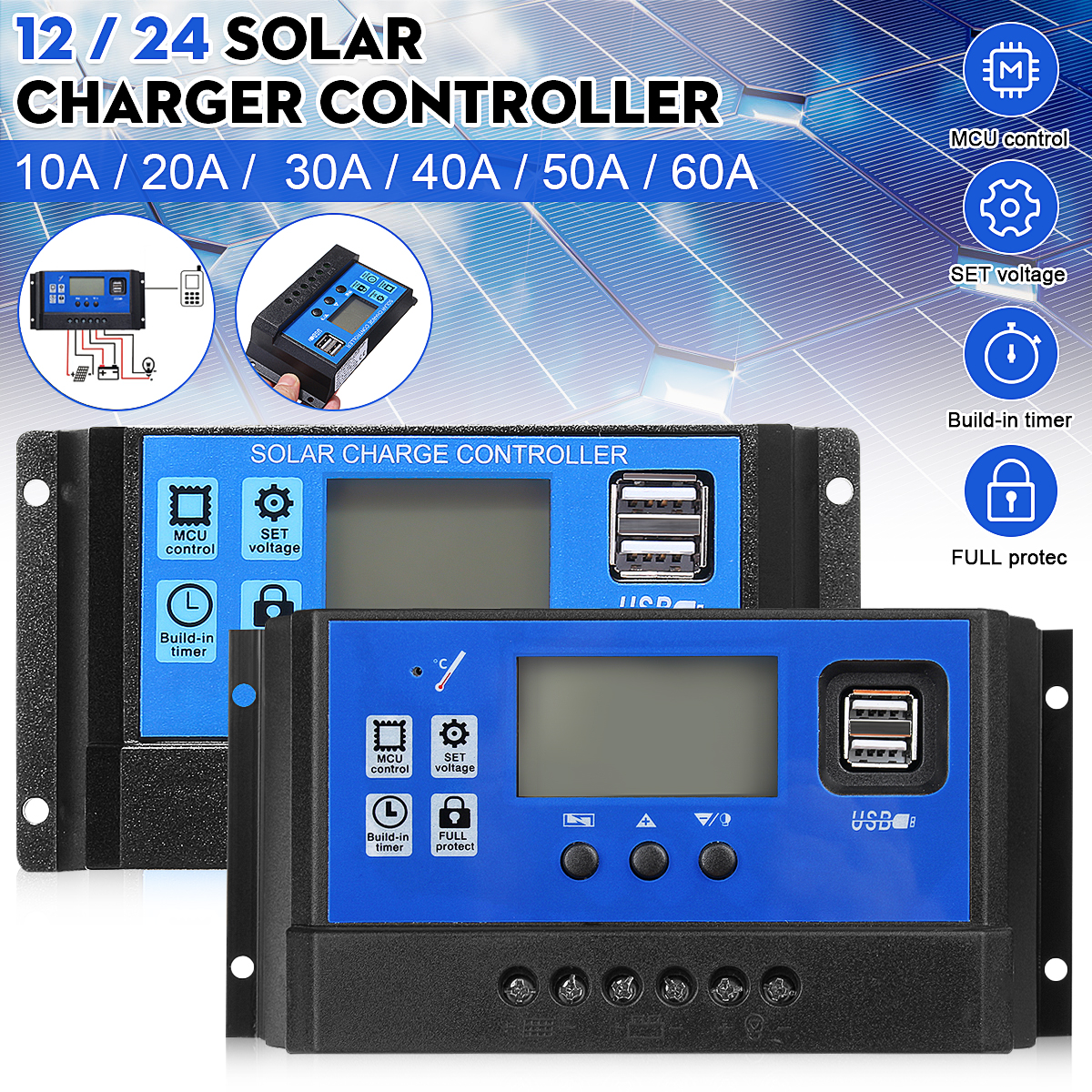 10/20/30/40/50/60/100A PWM Sol - Pwm Charge Controller ulasan dan harga